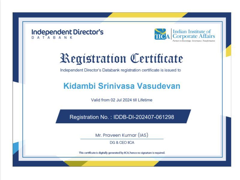 Honoured to Receive my Independent Director Certification