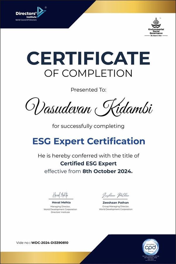 Certified ESG Expert Certificate